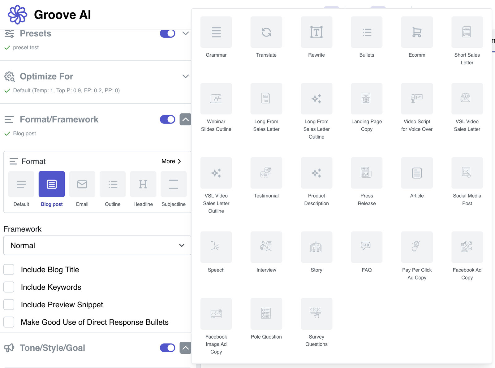 groove ai formats